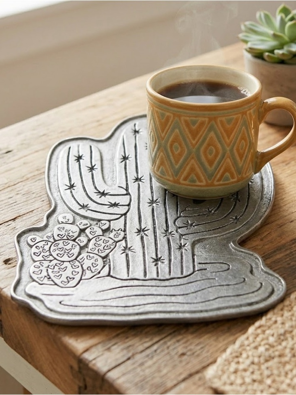 Silver Cactus Decorative Trivet Hotplate